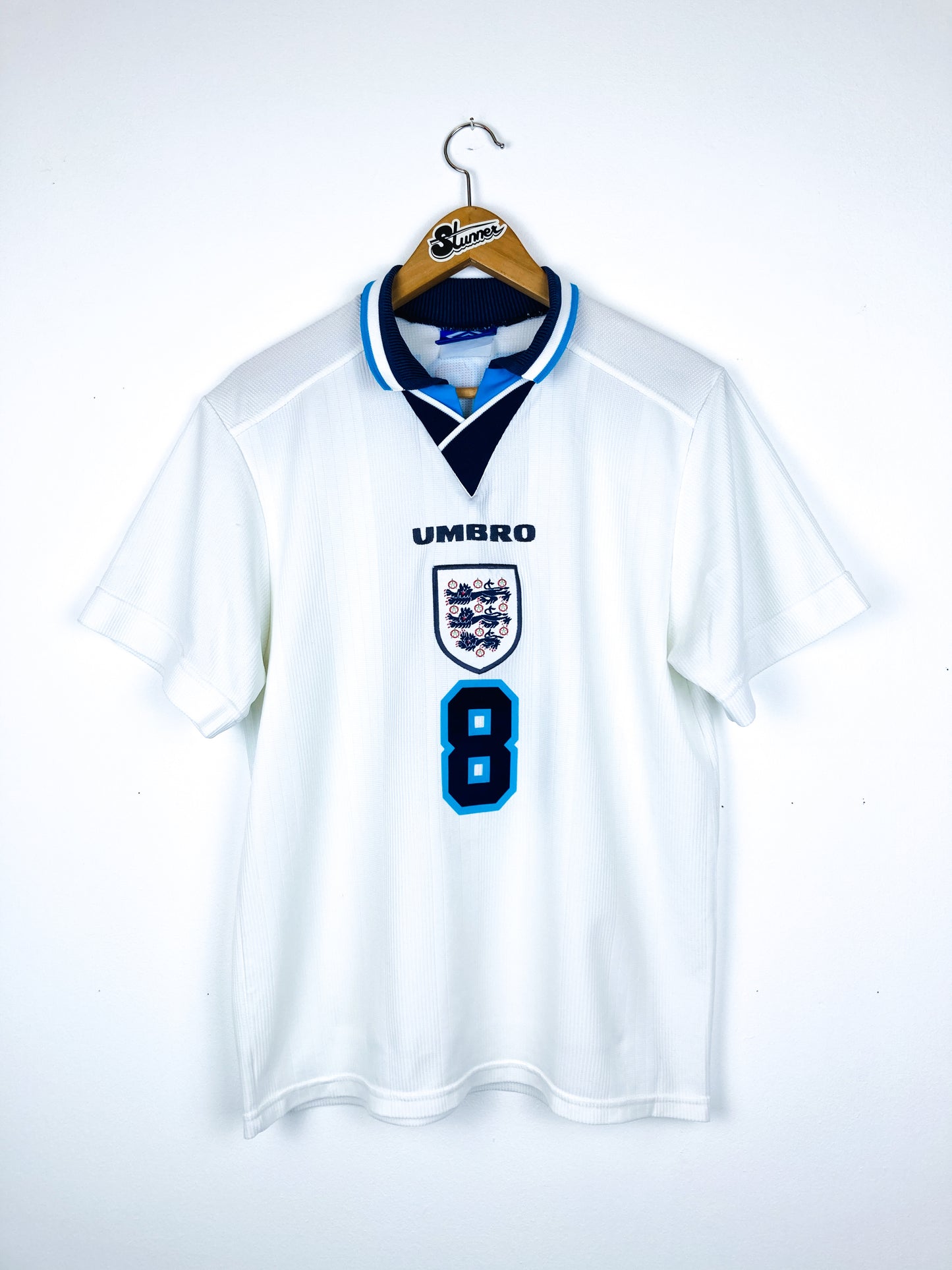ENGLAND 1995/1997 HOME SHIRT #8 GASCOIGNE