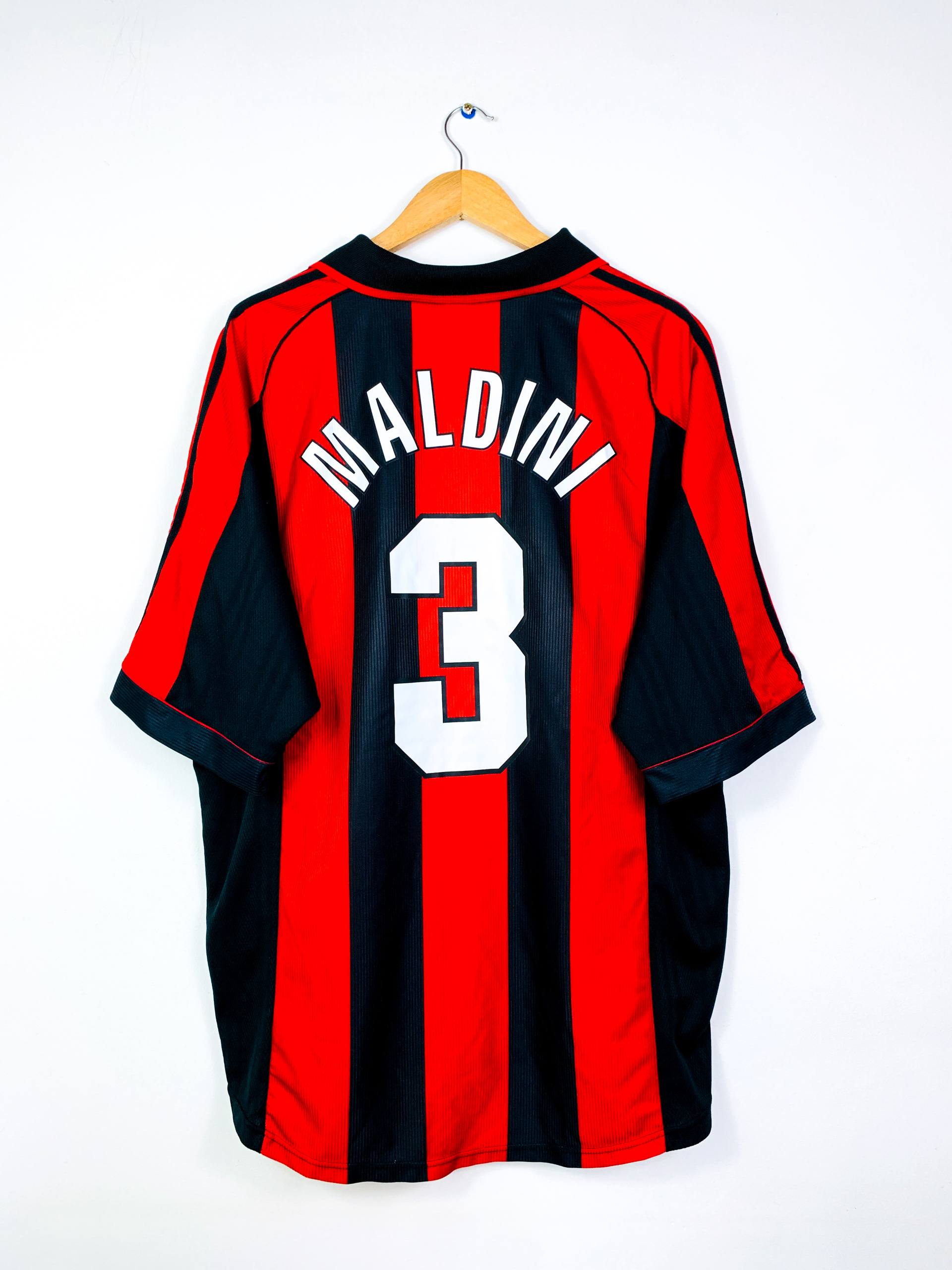 AC MILAN 1998/2000 HOME SHIRT #3 MALDINI [XXL]