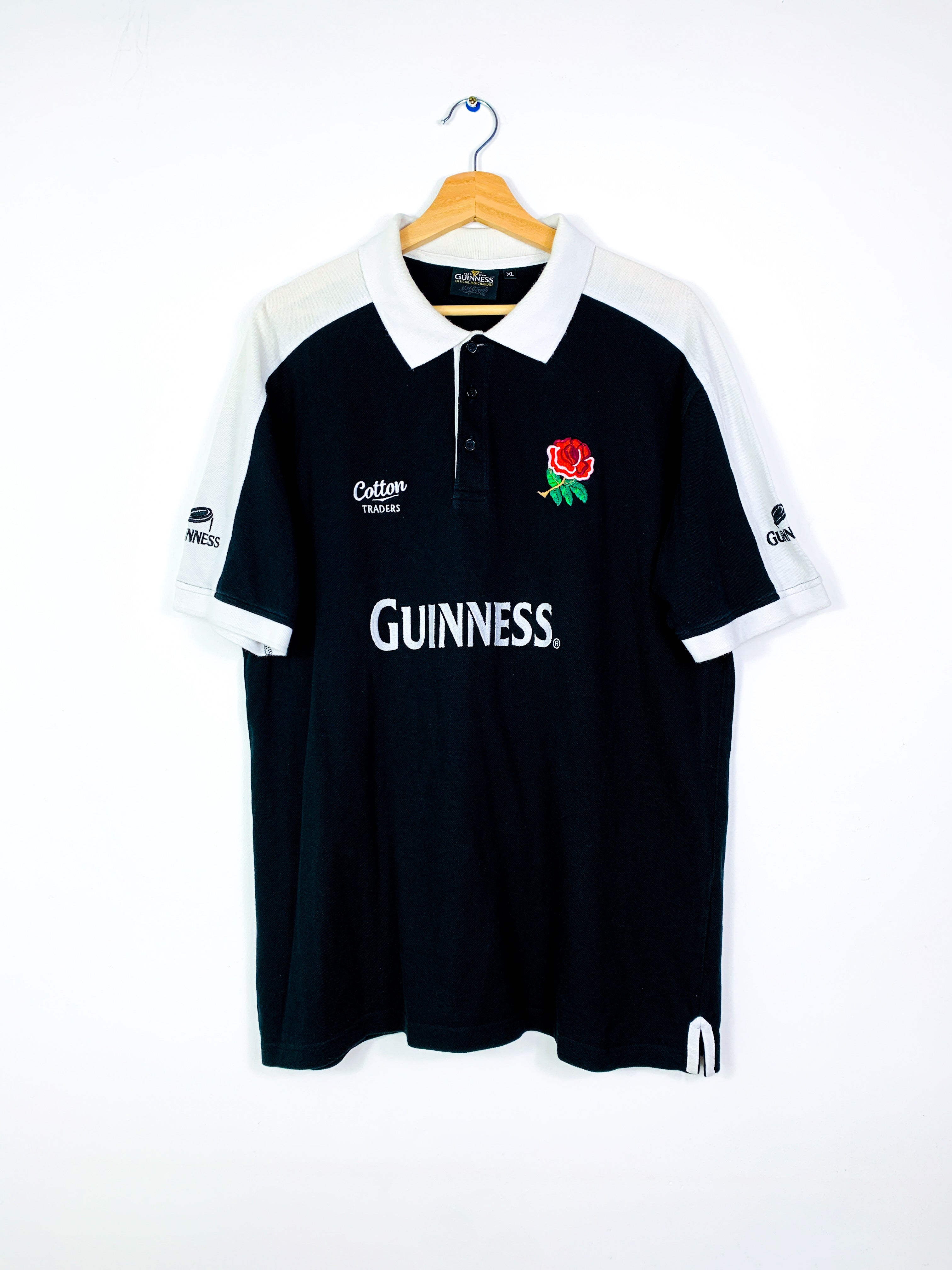 ENGLAND 1990s GUINNESS COTTON TRADERS RUGBY SHIRT [XL]