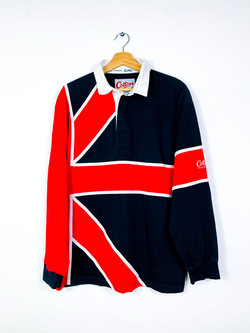 GREAT BRITAIN 1990s COTTON TRADERS RUGBY SHIRT L/S [L]