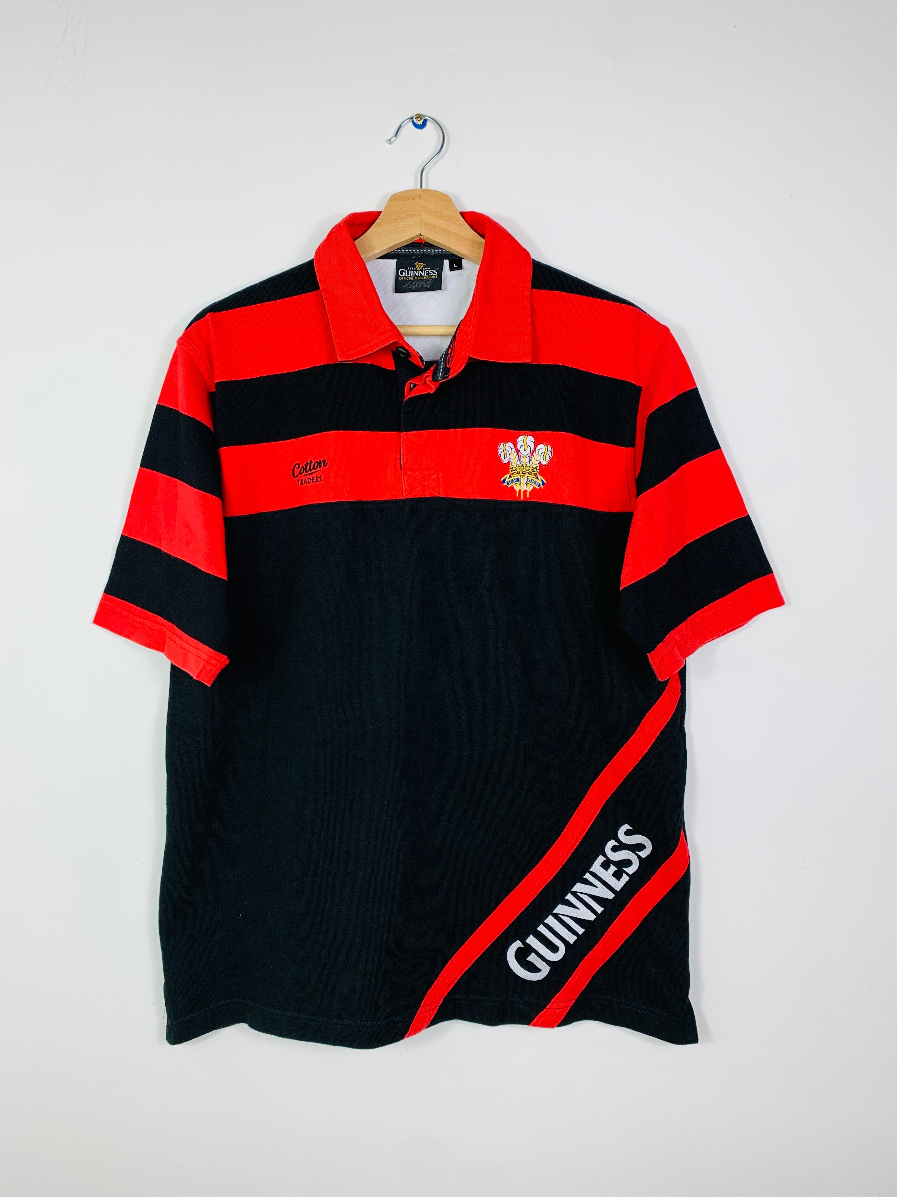 WALES 1990s COTTON TRADERS GUINNESS RUGBY SHIRT [L]