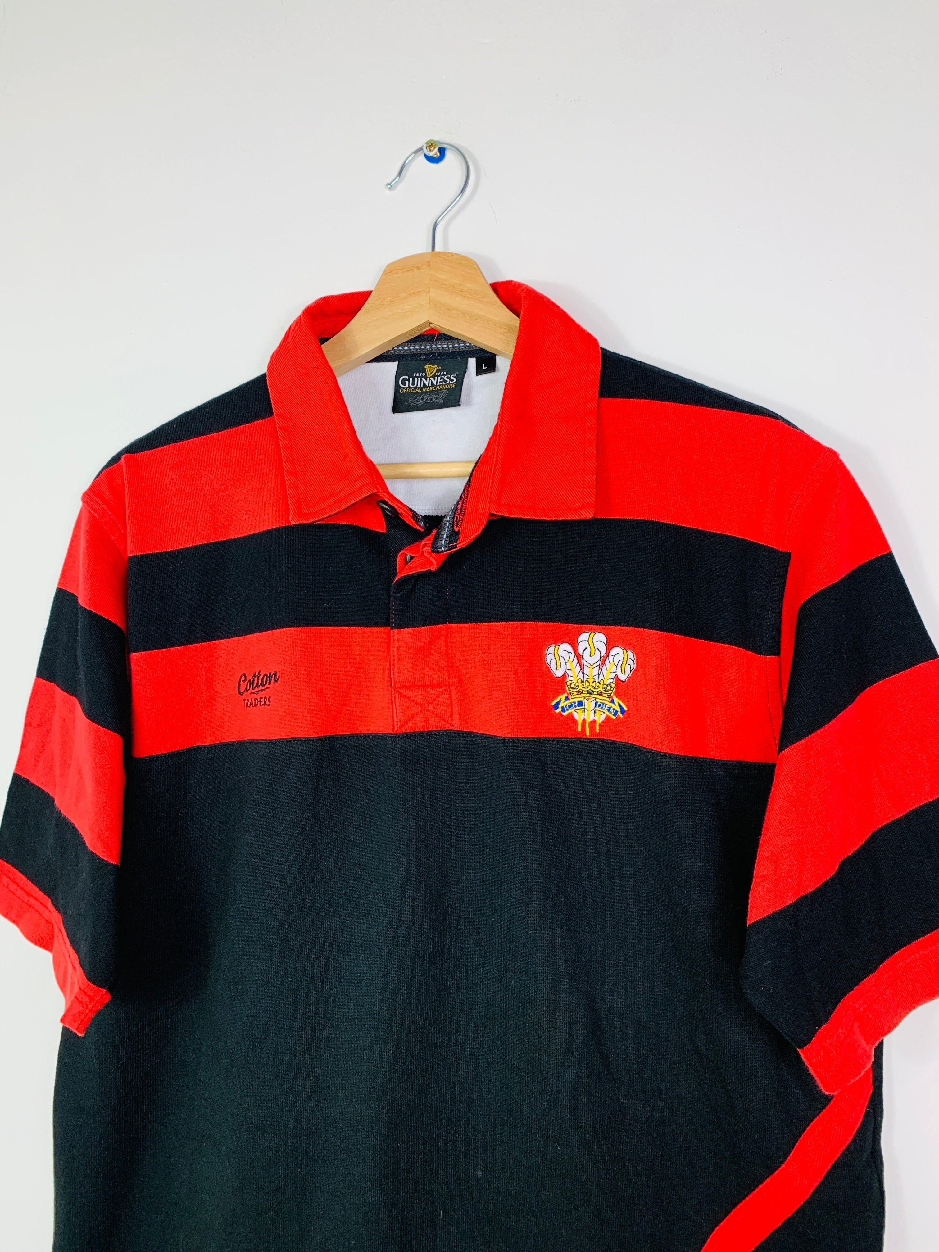WALES 1990s COTTON TRADERS GUINNESS RUGBY SHIRT [L]