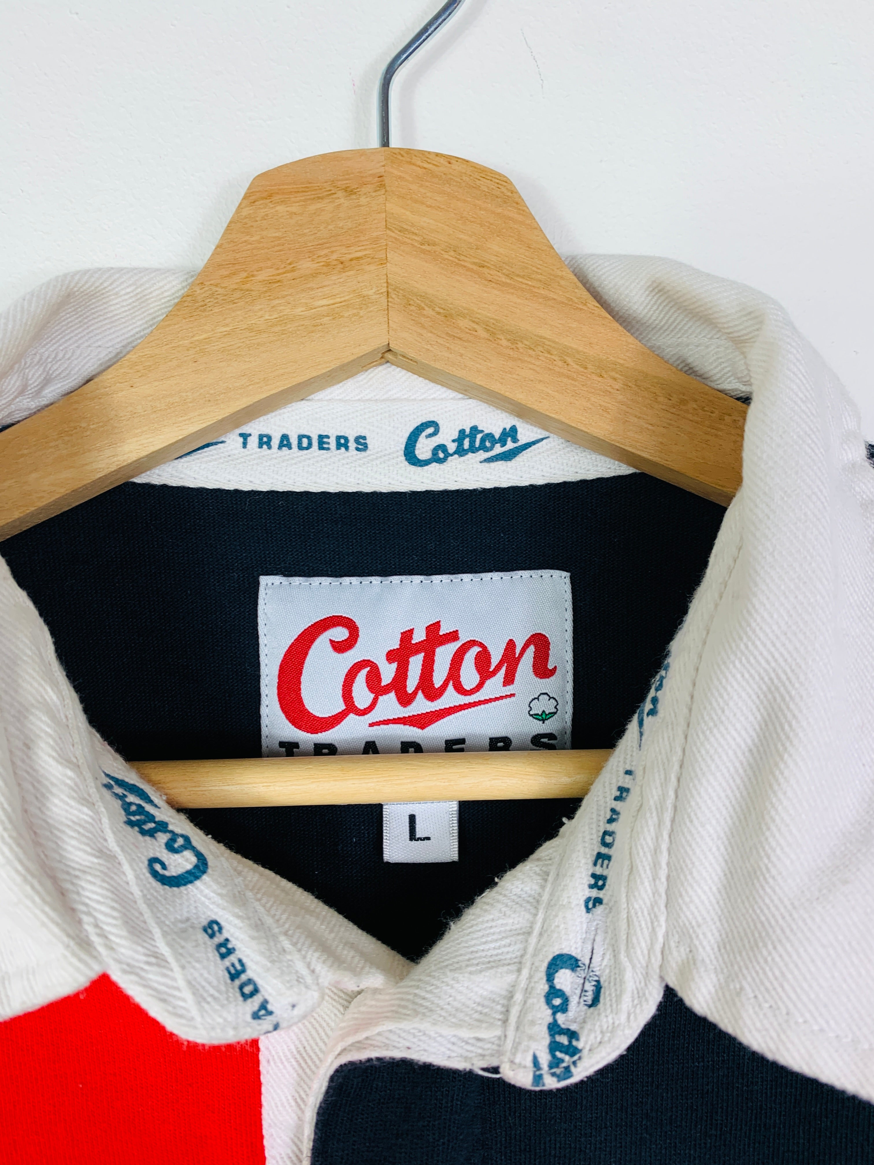 GREAT BRITAIN 1990s COTTON TRADERS RUGBY SHIRT L/S [L]