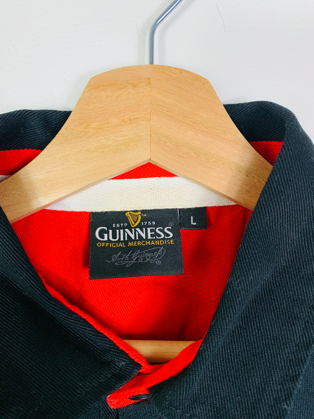 WALES 1990s COTTON TRADERS GUINNESS RUGBY SHIRT [L]