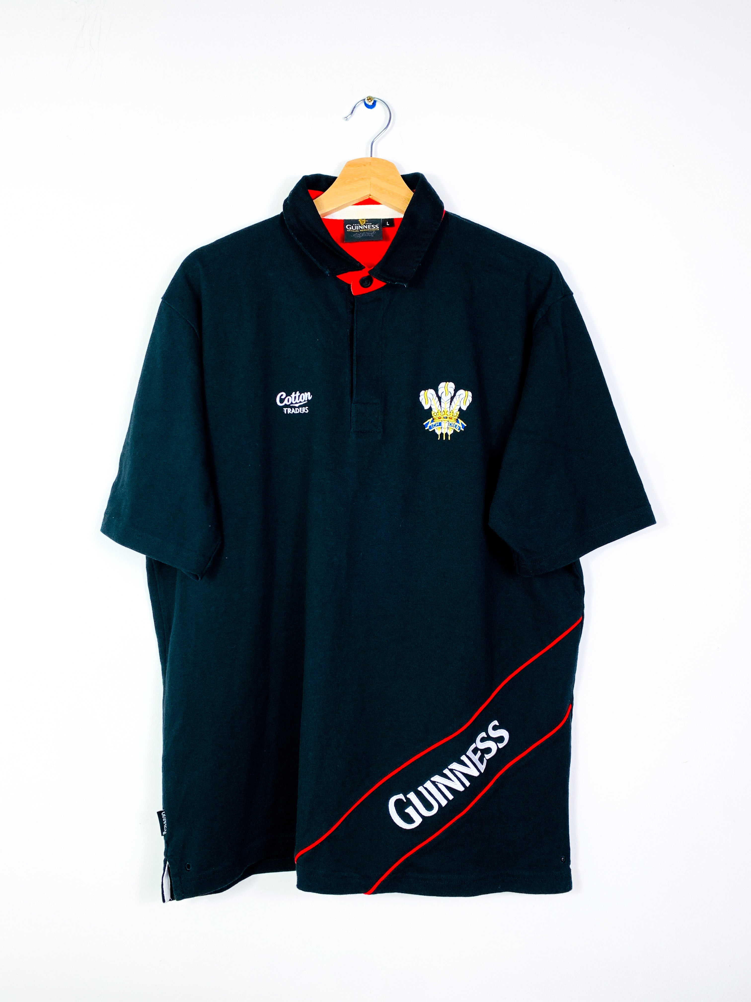 WALES 1990s COTTON TRADERS GUINNESS RUGBY SHIRT [L]