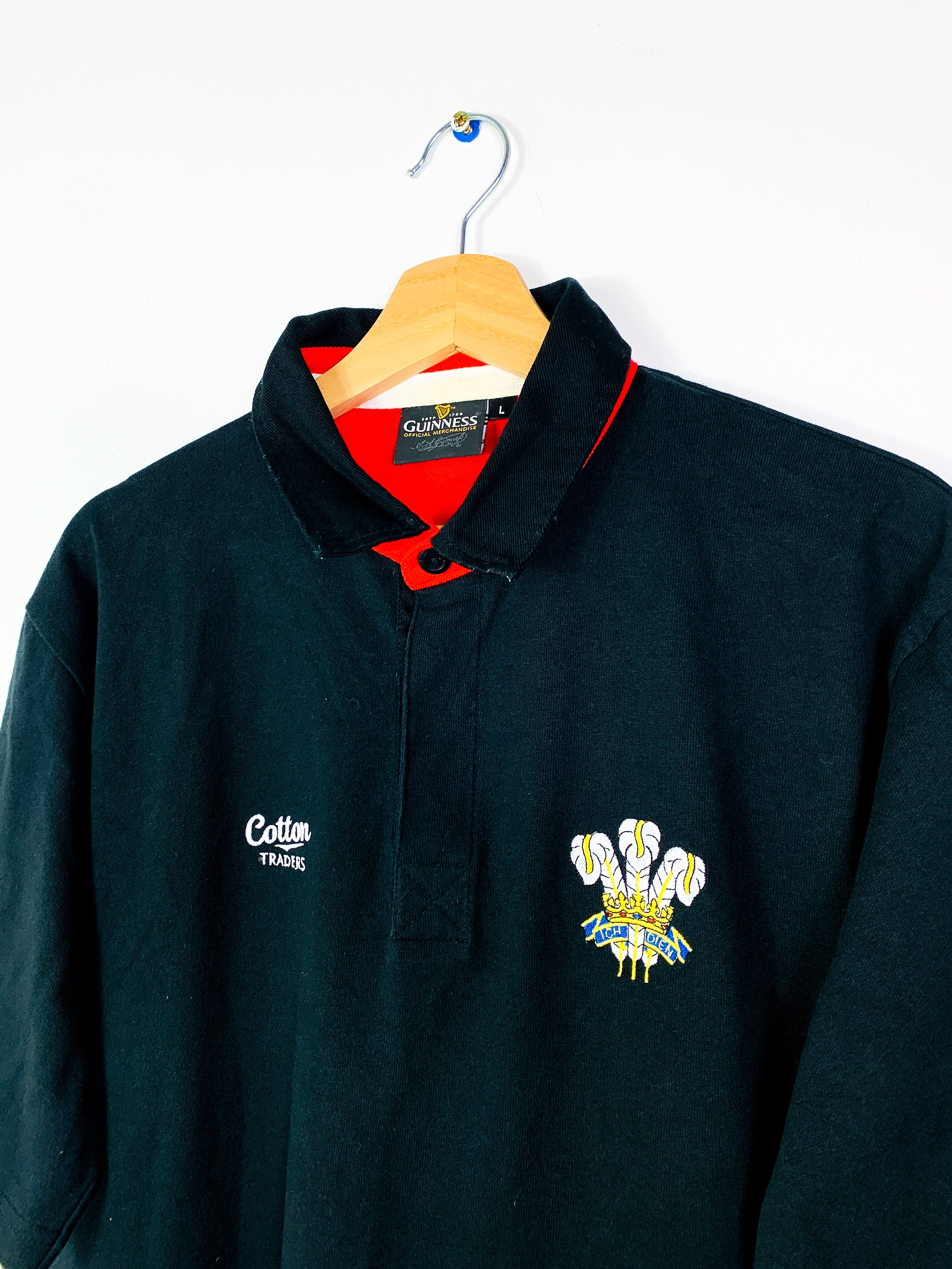 WALES 1990s COTTON TRADERS GUINNESS RUGBY SHIRT [L]
