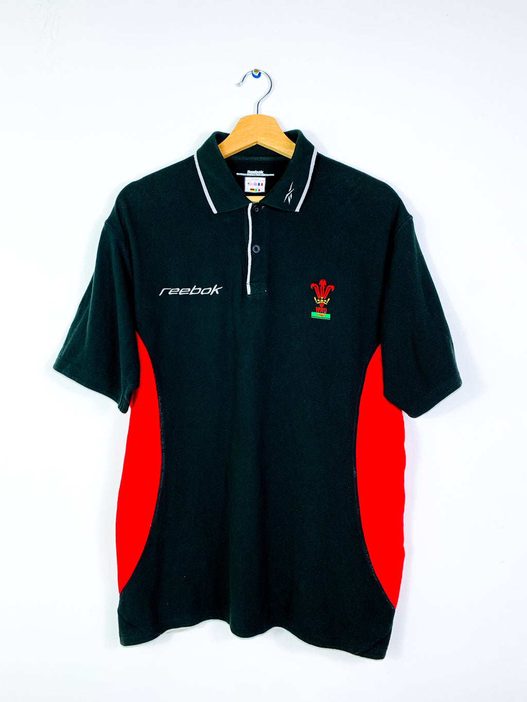 WALES 2000s TRAINING RUGBY POLO SHIRT [M]