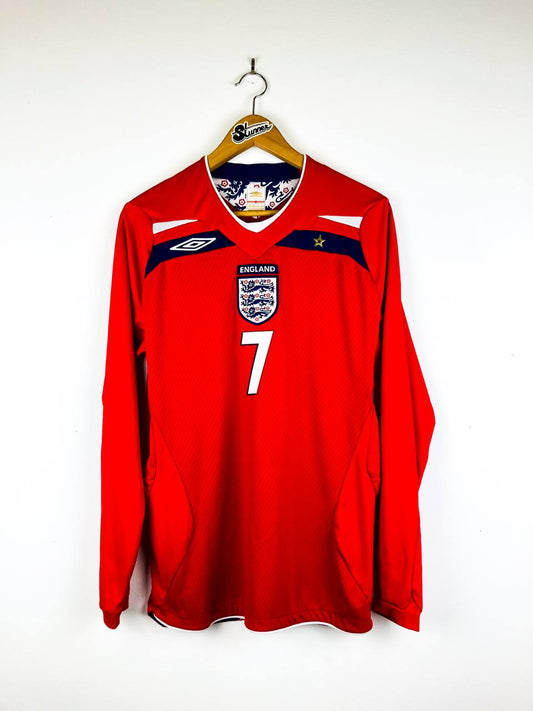 ENGLAND 2008/2010 AWAY SHIRT #7 BECKHAM [L/S]