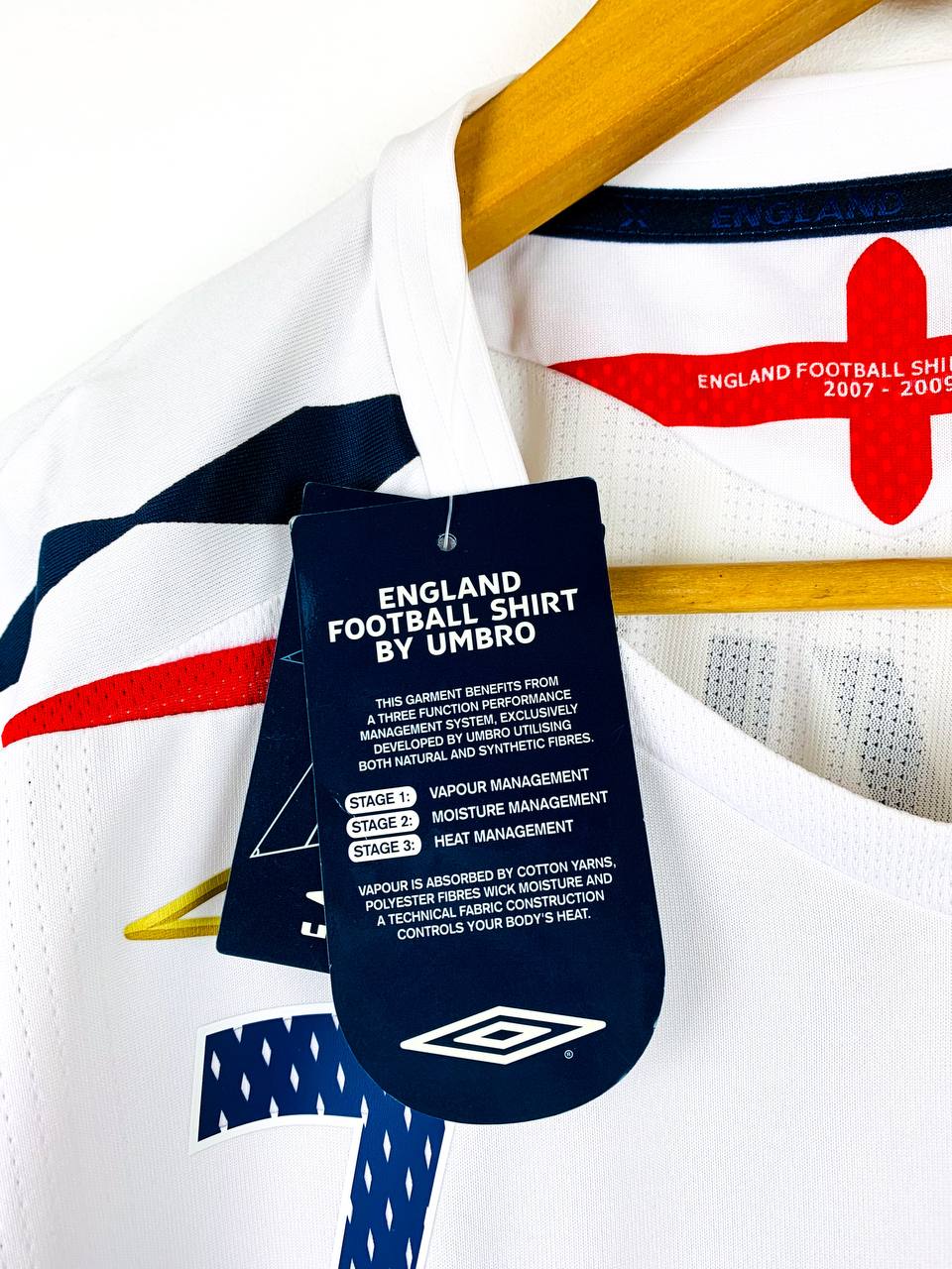 ENGLAND 2007/2009 HOME SHIRT #7 BECKHAM [BNWT]