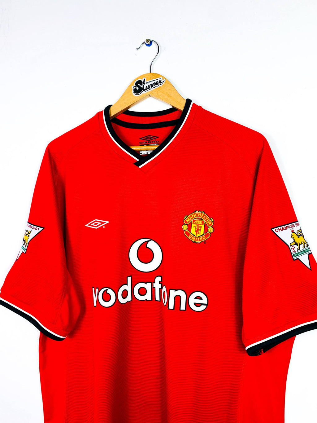Maillot Vintage Umbro Manchester United Domicile 2000-2002 (Rouge, XL, Défauts)