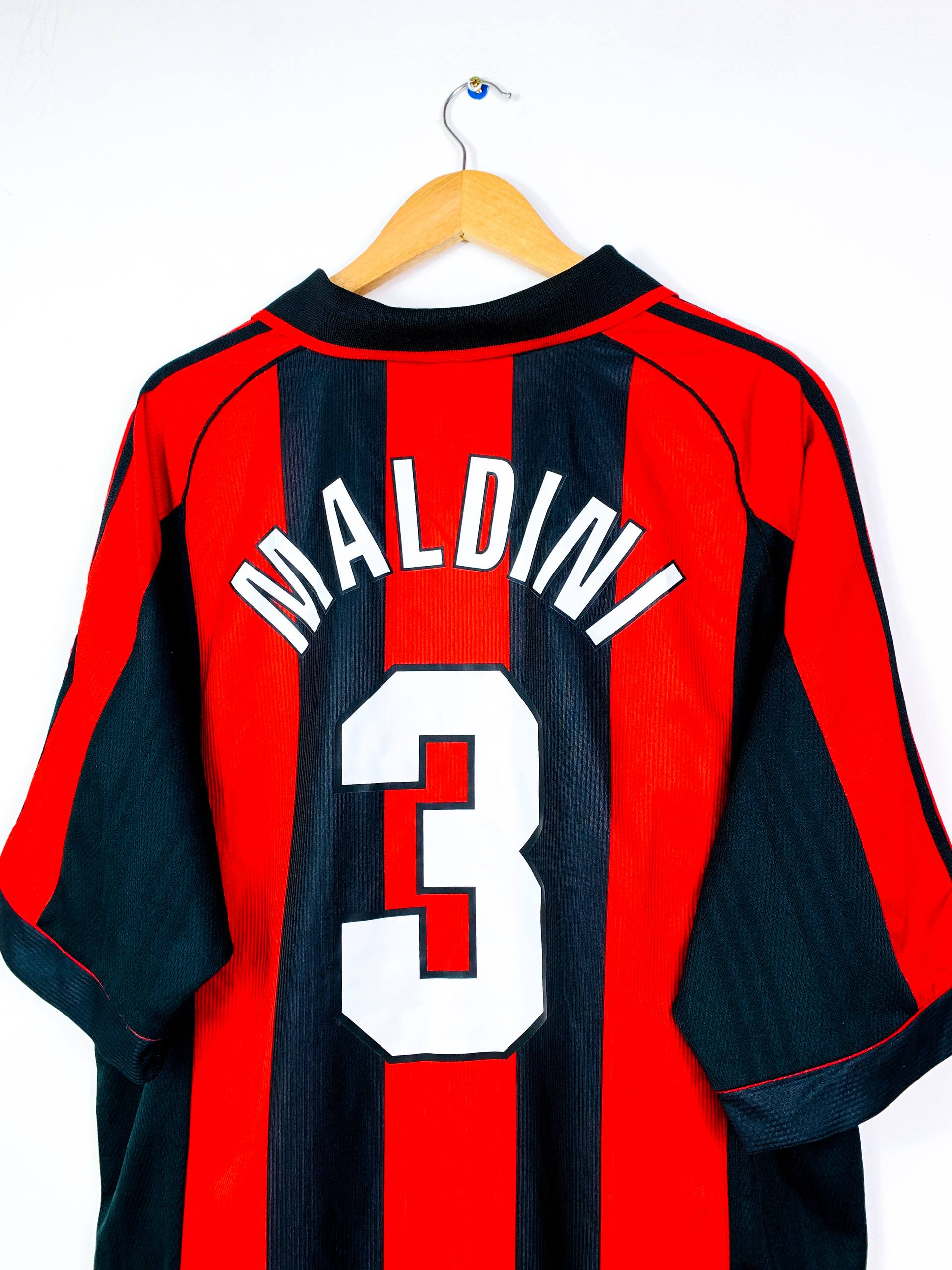 AC MILAN 1998/2000 HOME SHIRT #3 MALDINI [XXL]